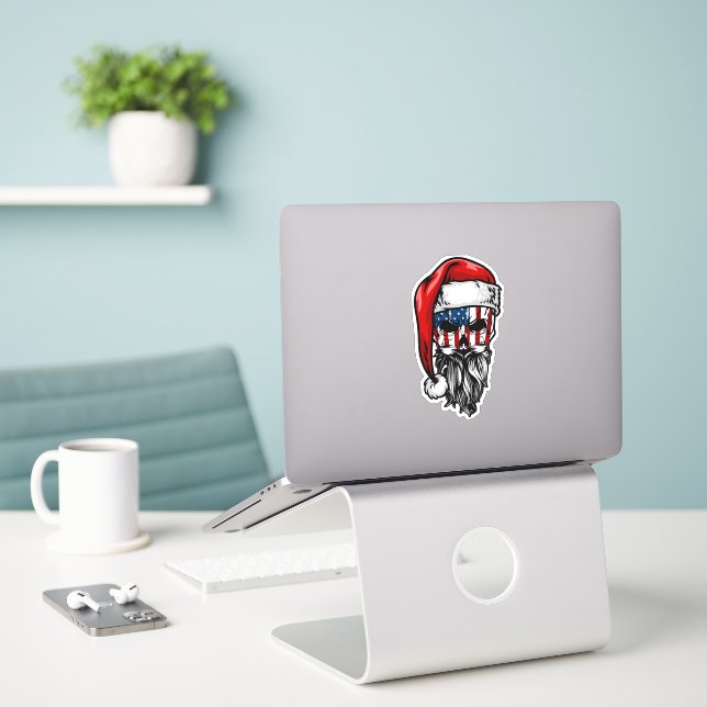 Sticker en vinyle personnalisé FAFO Père Noël (Ordinateur portable sur le bureau)