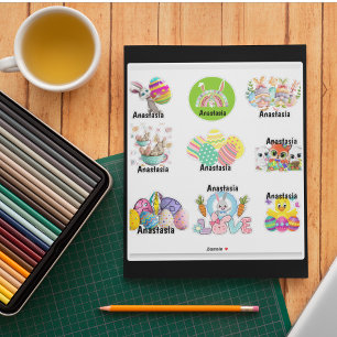 Sticker en vinyle personnalisé pour enfants de Pâq