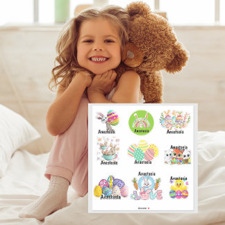 Sticker en vinyle personnalisé pour enfants de Pâq