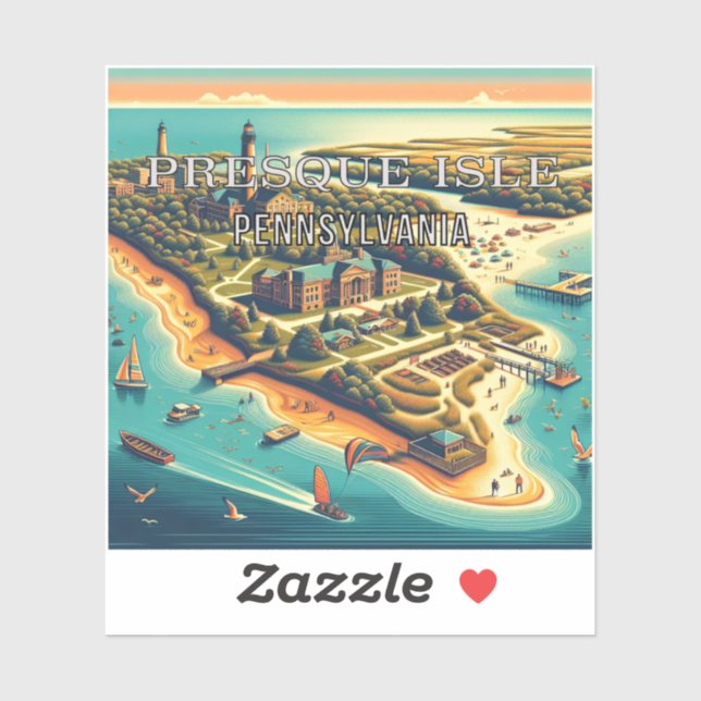 Sticker en vinyle Presque Isle Pennsylvania 3 pouc (Feuille)