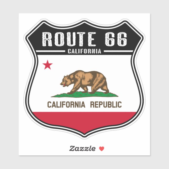 Sticker en vinyle sur mesure de Californie Route 6 (Feuille)