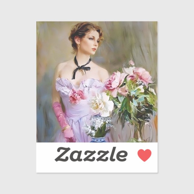 Sticker en vinyle sur mesure de la Dame douce (Feuille)