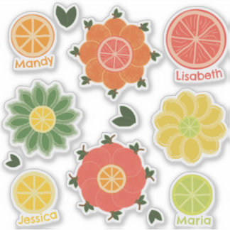 Sticker en vinyle sur mesure pour agrumes et fleur