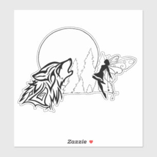 Sticker en vinyle sur mesure pour loup et fée