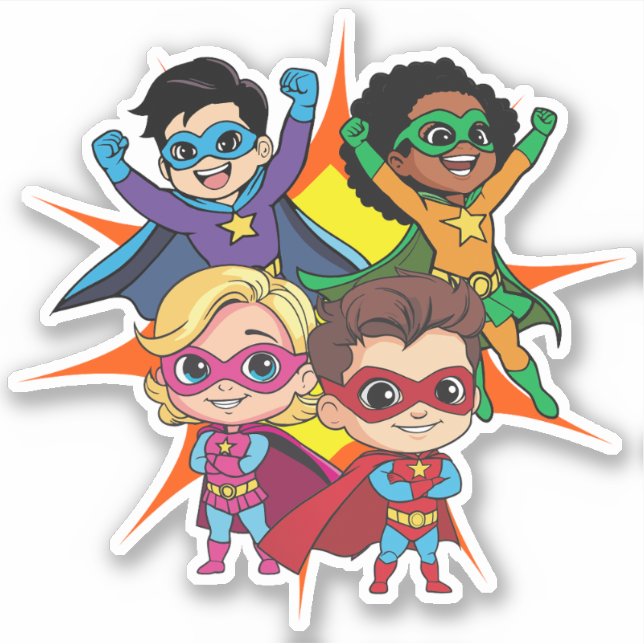 Sticker en vinyle sur mesure Superhero Boy and Gir (Devant)