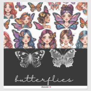 Sticker en vinyle taillé sur mesure Butterfly Woma