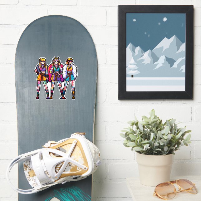 Sticker en vinyle taillé sur mesure : trois femmes (Snowboard)