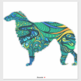 Sticker en vinyle turquoise peint Borzoi Die