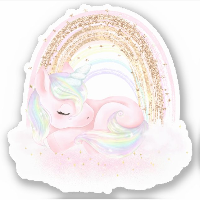 Sticker en vinyle Unicorn mignon (Devant)