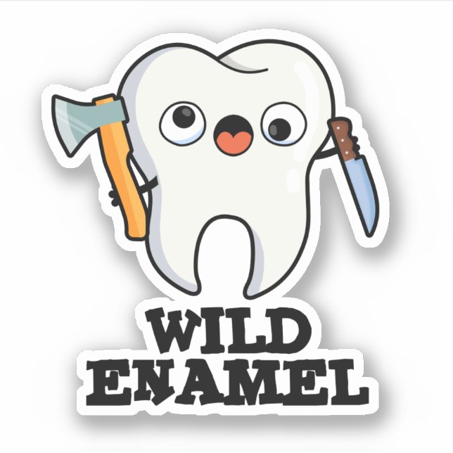 Sticker Enamel sauvage Drôle animal sauvage Pun dent (Devant)
