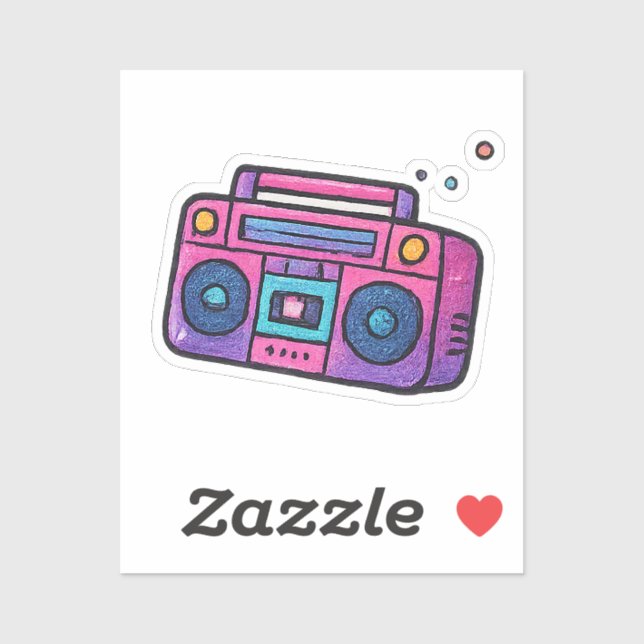 Sticker Enceinte Boom Pailletée des Années 90 Transparente (Feuille)