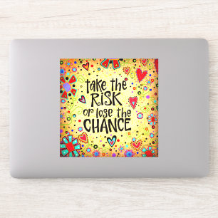 Sticker Encouragement Prendre le risque Jaune amusant tend