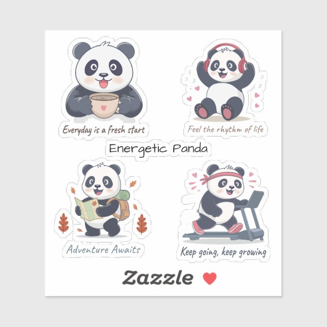 Sticker Energetic Panda Collection (Feuille)