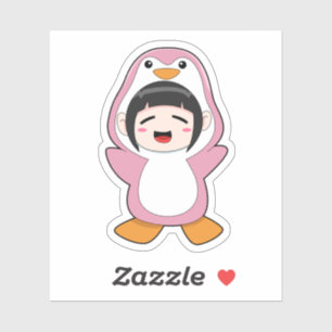 Sticker Enfant avec costume de pingouin