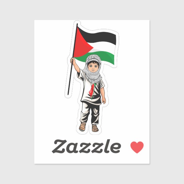 Sticker Enfant avec le drapeau de Keffiyeh Palestine (Feuille)