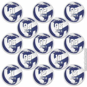 Sticker enfants adolescents bleu marine blanc 13 club de v