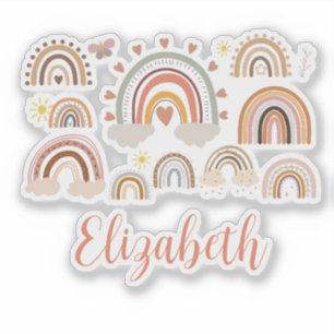 Sticker Enfants arc-en-ciel Boho personnalisés
