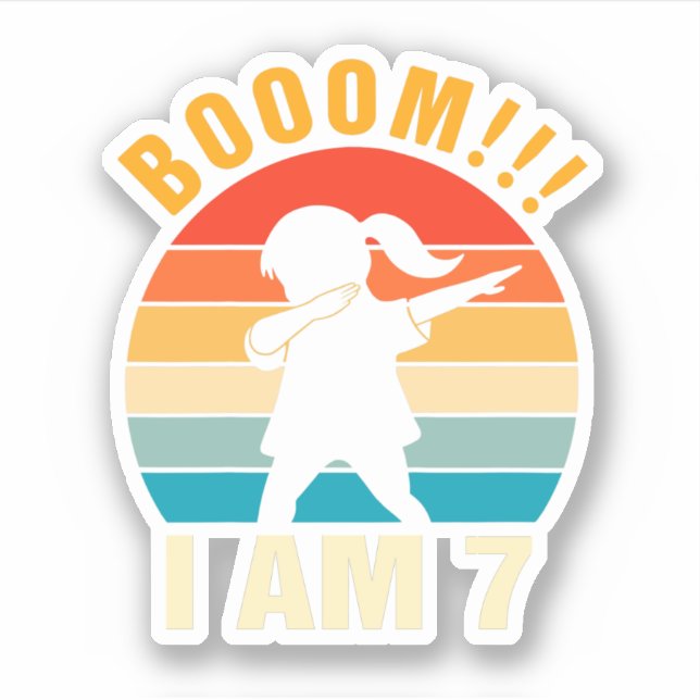 Sticker Enfants Dabbing Anniversaire 7 Anniversaire 7E Ann (Devant)