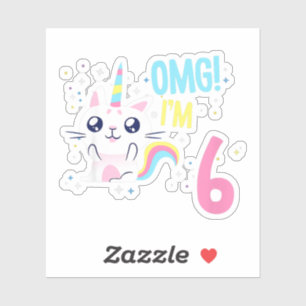 Sticker Enfants de 6 ans fille Anniversaire tenue cadeau U