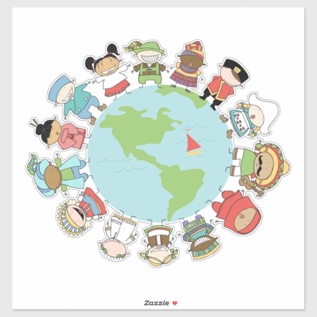 Sticker Enfants du monde enseignant (Feuille)