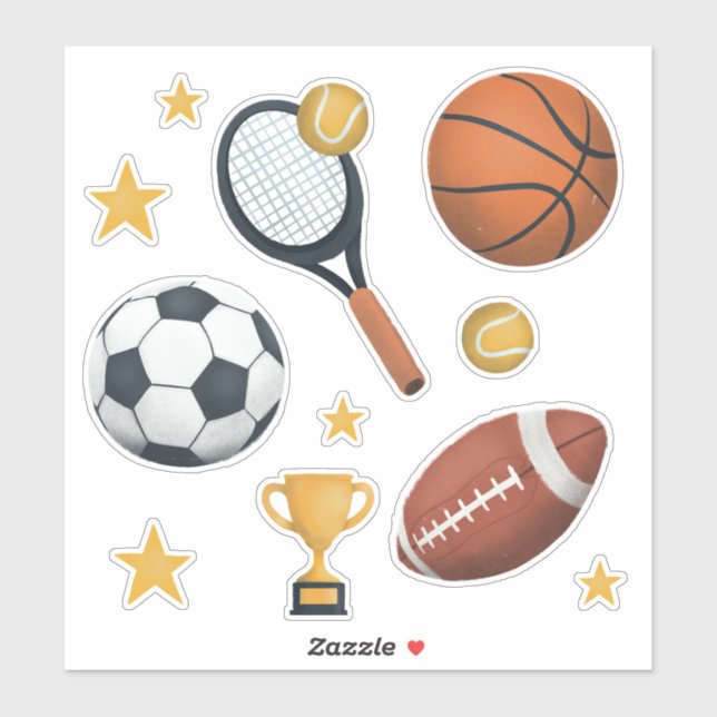 Sticker Enfants Mets Sports Football Basket Tennis Soccer (Feuille)