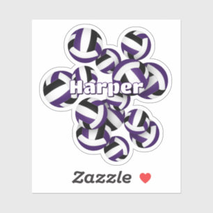 Sticker enfants nom violet noir équipe couleurs volleyball