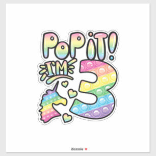 Sticker Enfants Pop It 3e Anniversaire Filles 3 Ans Fidget