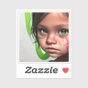 Sticker Enfants tribaux   Yeux verts de petite fille futur
