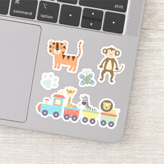 Sticker Enfants Zoo mignonne Animaux en train