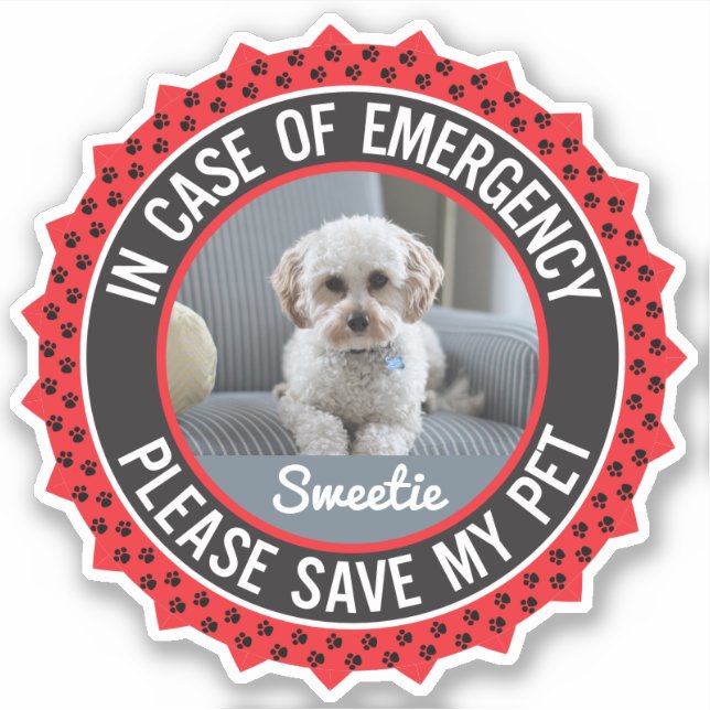 Sticker Enregistrer Mon Animal De Sécurité Nom Photo Coule (Devant)