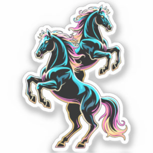 Sticker Enseigne au néon Cheval Style Rétro Glitch