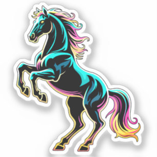 Sticker Enseigne au néon Cheval Style Rétro Glitch