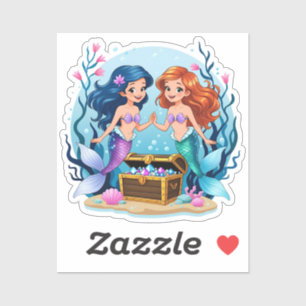 Sticker Ensemble amusant personnalisé avec des amis sirène