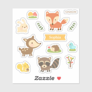 Sticker Ensemble d'animaux mignons sur le thème de la forê