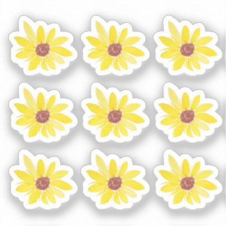 Sticker Ensemble d'autocollants aquarelle tournesols peint