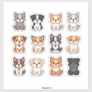 Sticker Ensemble d'autocollants de chien de dessin animé m