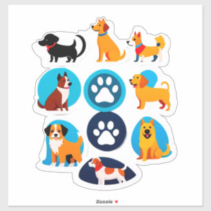Sticker Ensemble d'autocollants de chien de dessin animé m