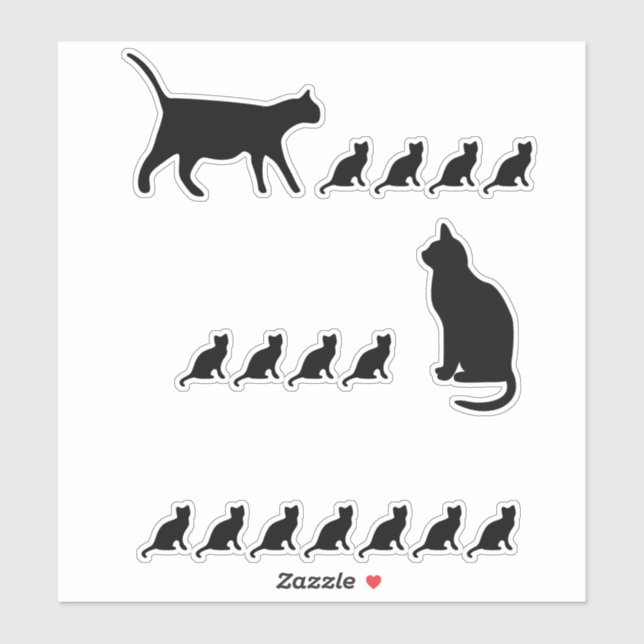 Sticker Ensemble d'autocollants de la famille Cat (Feuille)