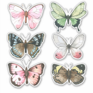 Sticker Ensemble d'autocollants de papillons d'aquarelle