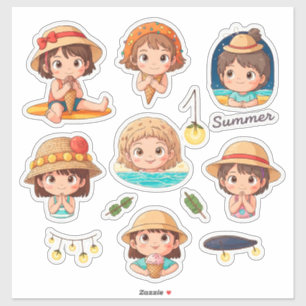 Sticker Ensemble d'autocollants d'été ludique pour enfants