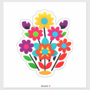 Sticker Ensemble d'autocollants floraux colorés avec des f