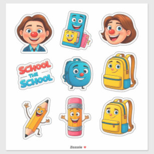 Sticker Ensemble d'autocollants scolaires mignons avec per