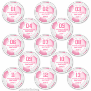 Sticker Ensemble de 13 filles esprit club de football rose