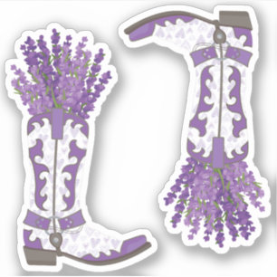 Sticker Ensemble de 2 Lavender Cowboy Boot Custom Cut