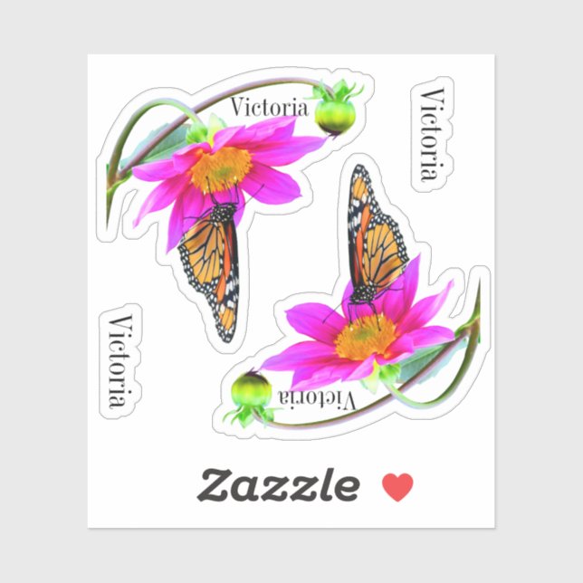 Sticker Ensemble de 2 Monarques Papillons Dahlia Vinyl Sti (Feuille)