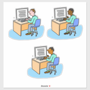 Sticker Ensemble de 3 travailleurs de l'informatique.