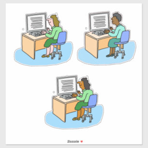 Sticker Ensemble de 3 travailleurs de l'informatique. Femi