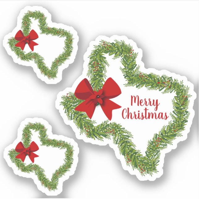 Sticker Ensemble de 3 verres de Noël du Texas avec Bow rou (Devant)