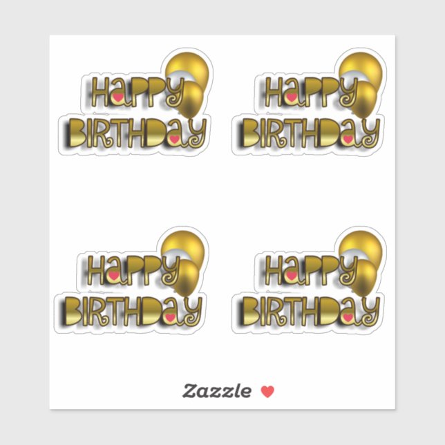 Sticker Ensemble de 4 scènes d'anniversaire brillantes (Feuille)