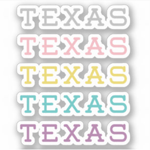 Sticker Ensemble de 5 Pastel Texas, Texas, Texas Custom-Cu